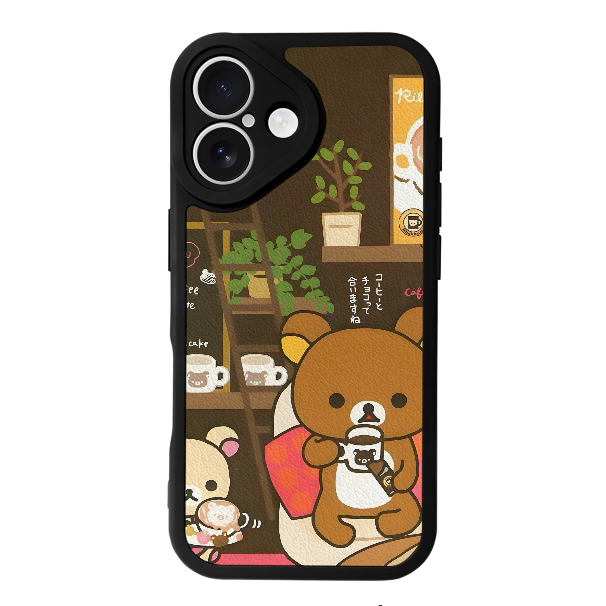 （画像用） リラックマ リラックマ キイロイトリ Rilakkuma Korilakkuma Kiiroitori 【iPhone 16シリーズ対応】シリコンスマホケース（レザー調） 材質：シリコン